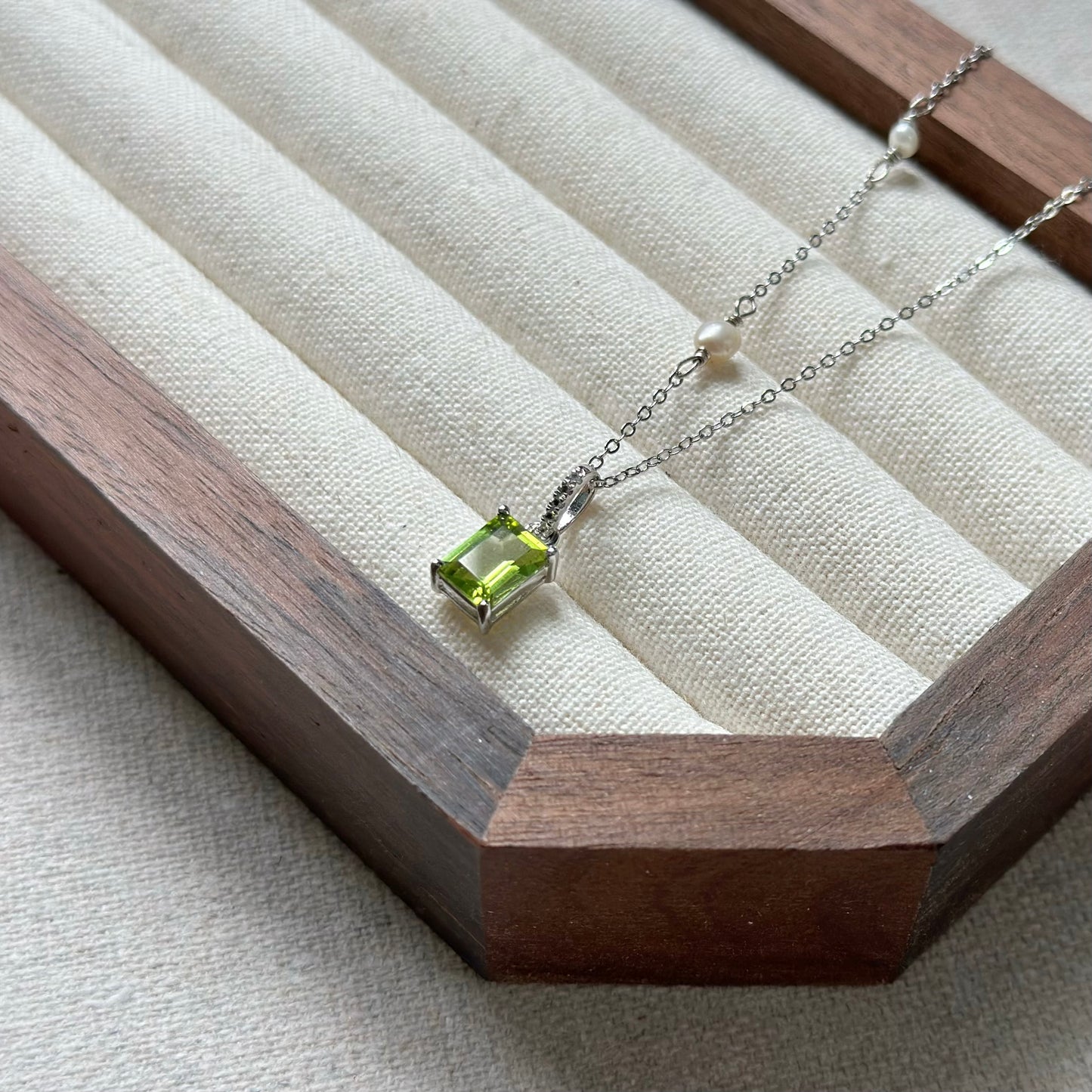 Peridot And White Topaz Sterling Silver Necklace