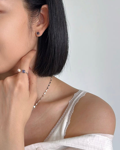 Iolite and Japan Akoya Pearl Sterling Silver Ring