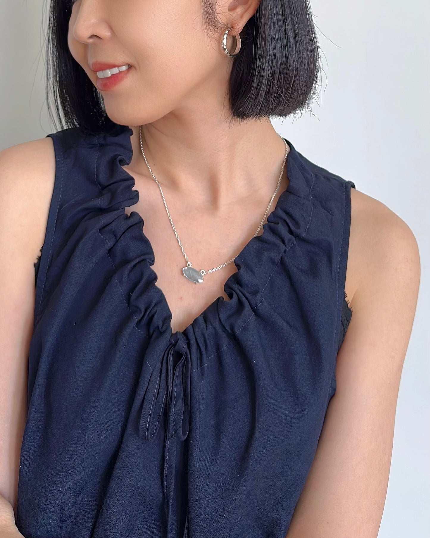 Aquamarine Oval Sterling Silver Necklace
