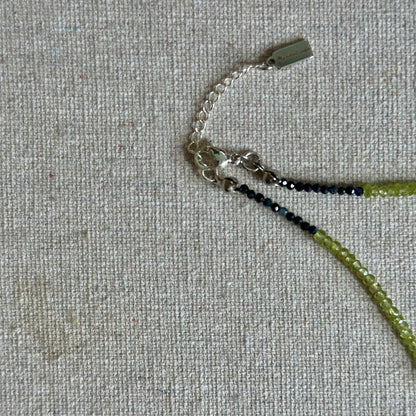 CHRISTMAS SET (2 ITEMS) Peridot Mixed Sapphire Beaded Necklace & Topaz Two-way Earring