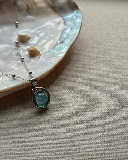 Blue Topaz 7.5cts Dotty Chain Sterling Silver Necklace