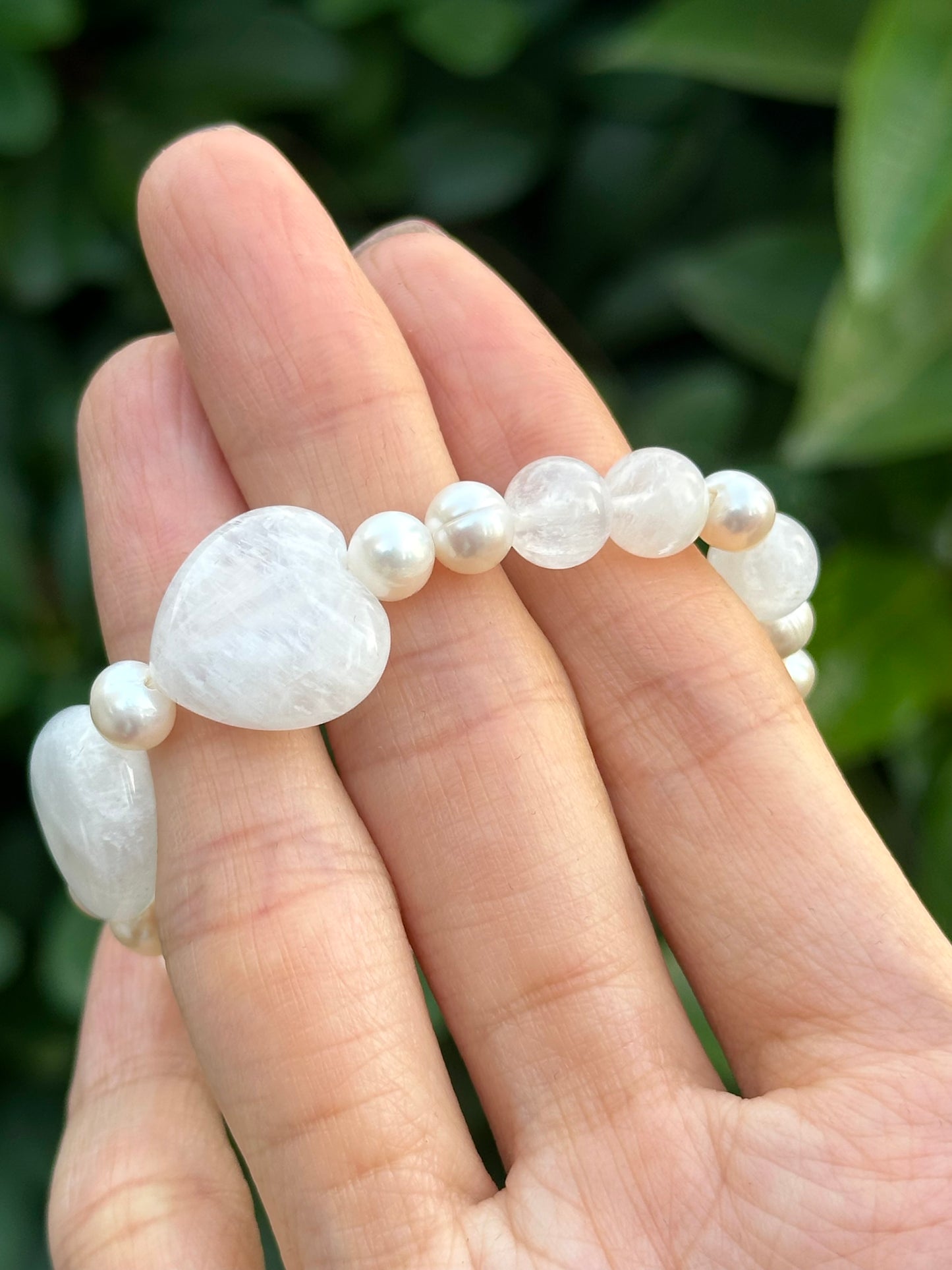 Moonstone Bow And Freshwater Pearl Bracelet