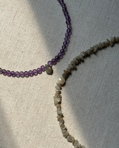 Amethyst And Labradorite Beaded Necklace