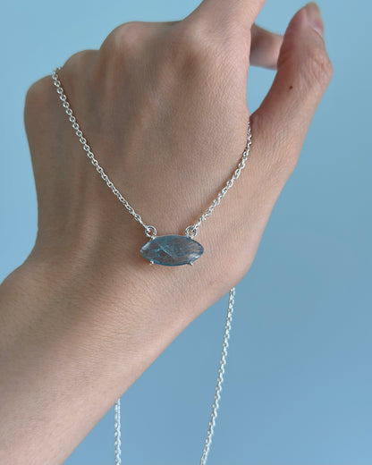 Aquamarine Oval Sterling Silver Necklace