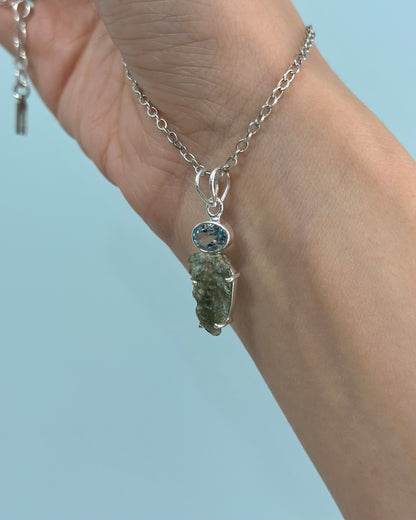 Meteorite And Topaz Sterling Silver Necklace