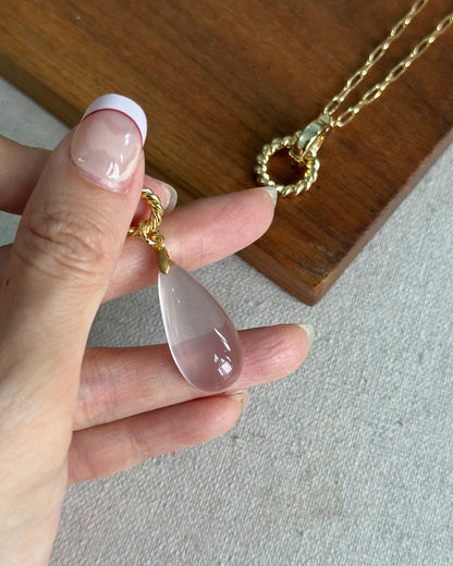 Rose Quartz Two-way Long Gold-plated Necklace