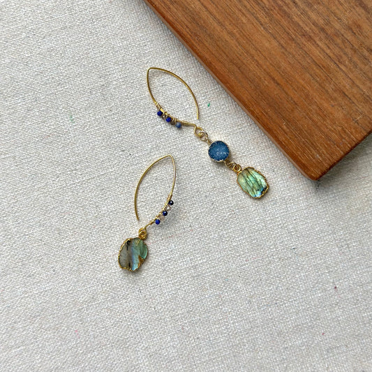 Labradorite & Lapis 14K Gold-filled Wire Wrapping Earring