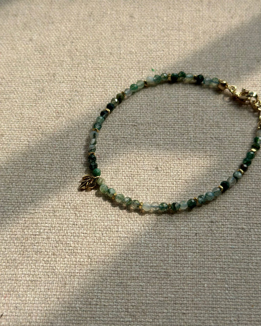 Green Moss Agate Beaded Bracelet
