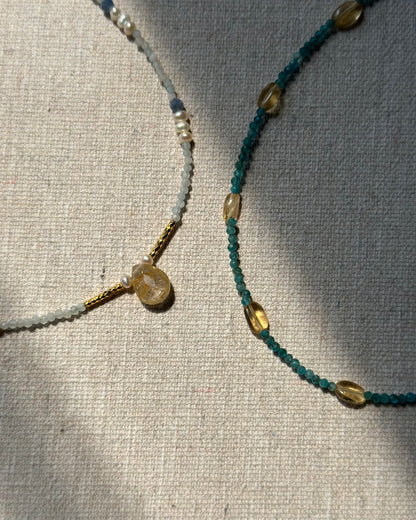 Apatite And Citrine Beaded Necklace