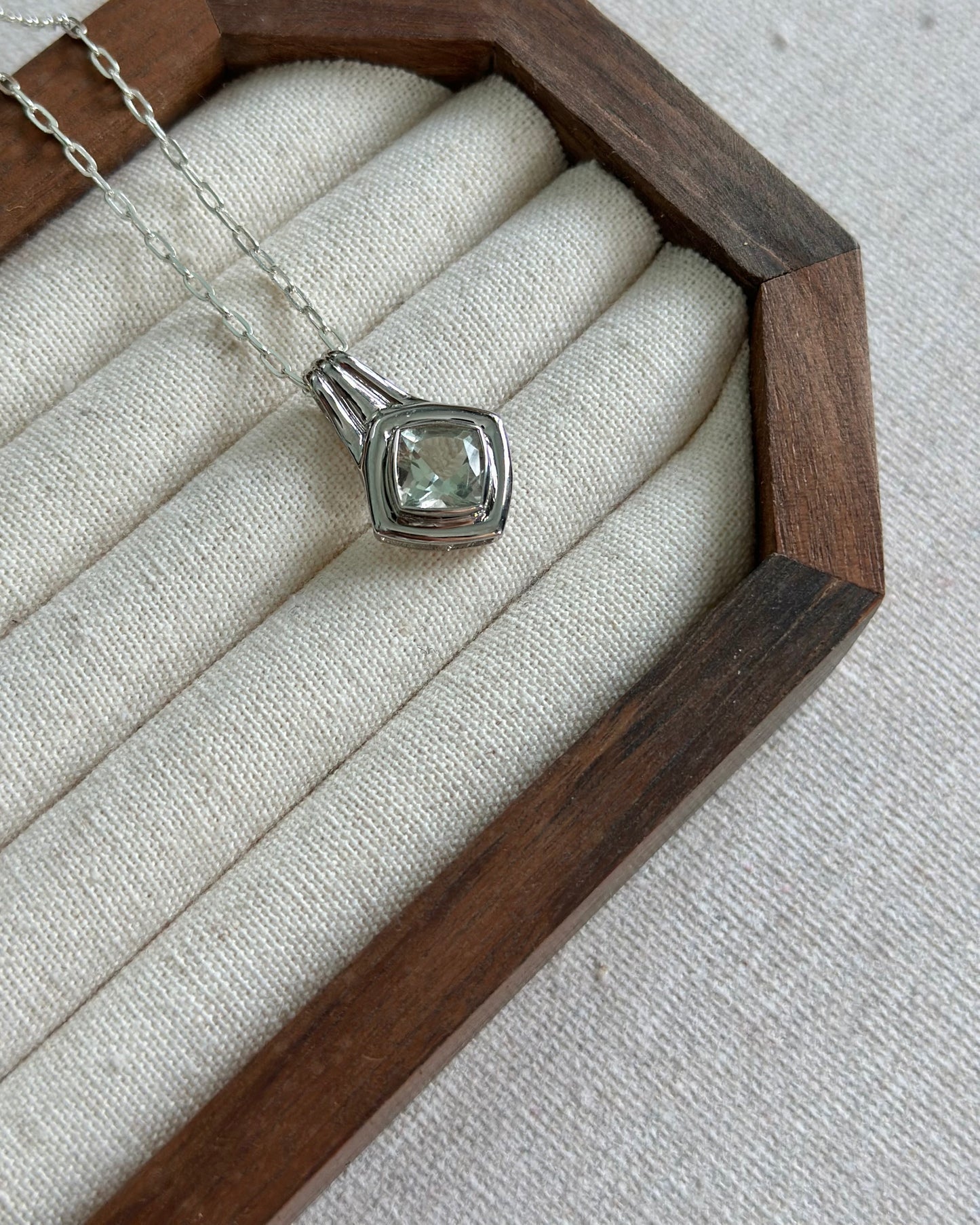 Green Amethyst Sterling Silver Necklace