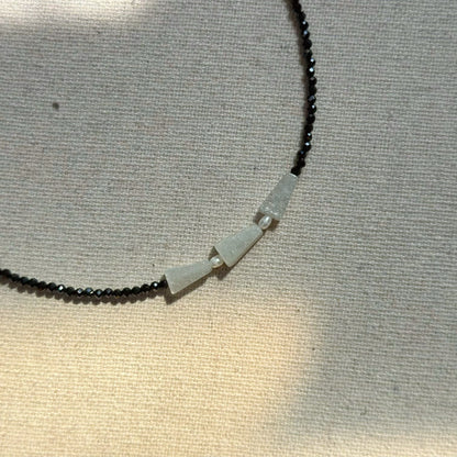 Black Spinel And Moonstone Beaded Necklace