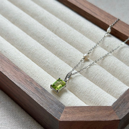 Peridot And White Topaz Sterling Silver Necklace