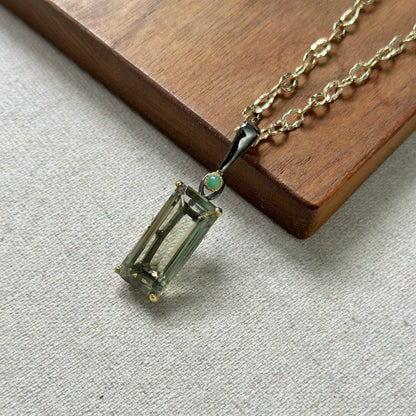 Green Amethyst Long Gold-plated Necklace