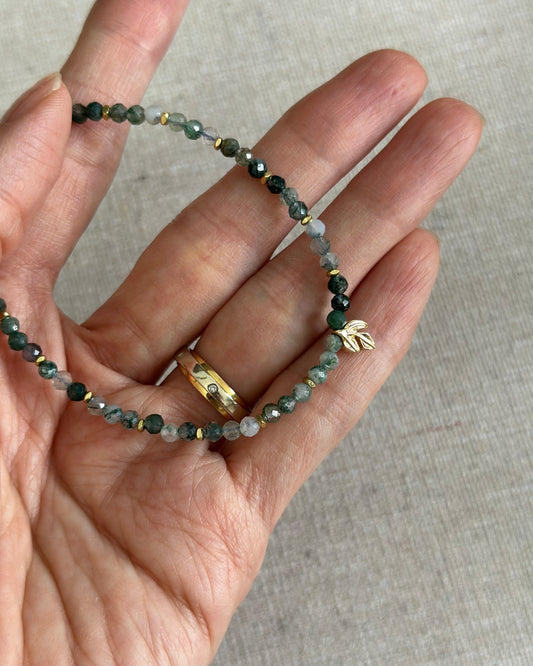 Green Moss Agate Beaded Bracelet
