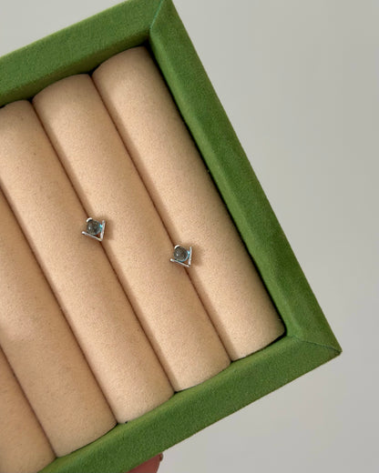 Blue Topaz Geometric Sterling Silver Ear Stud