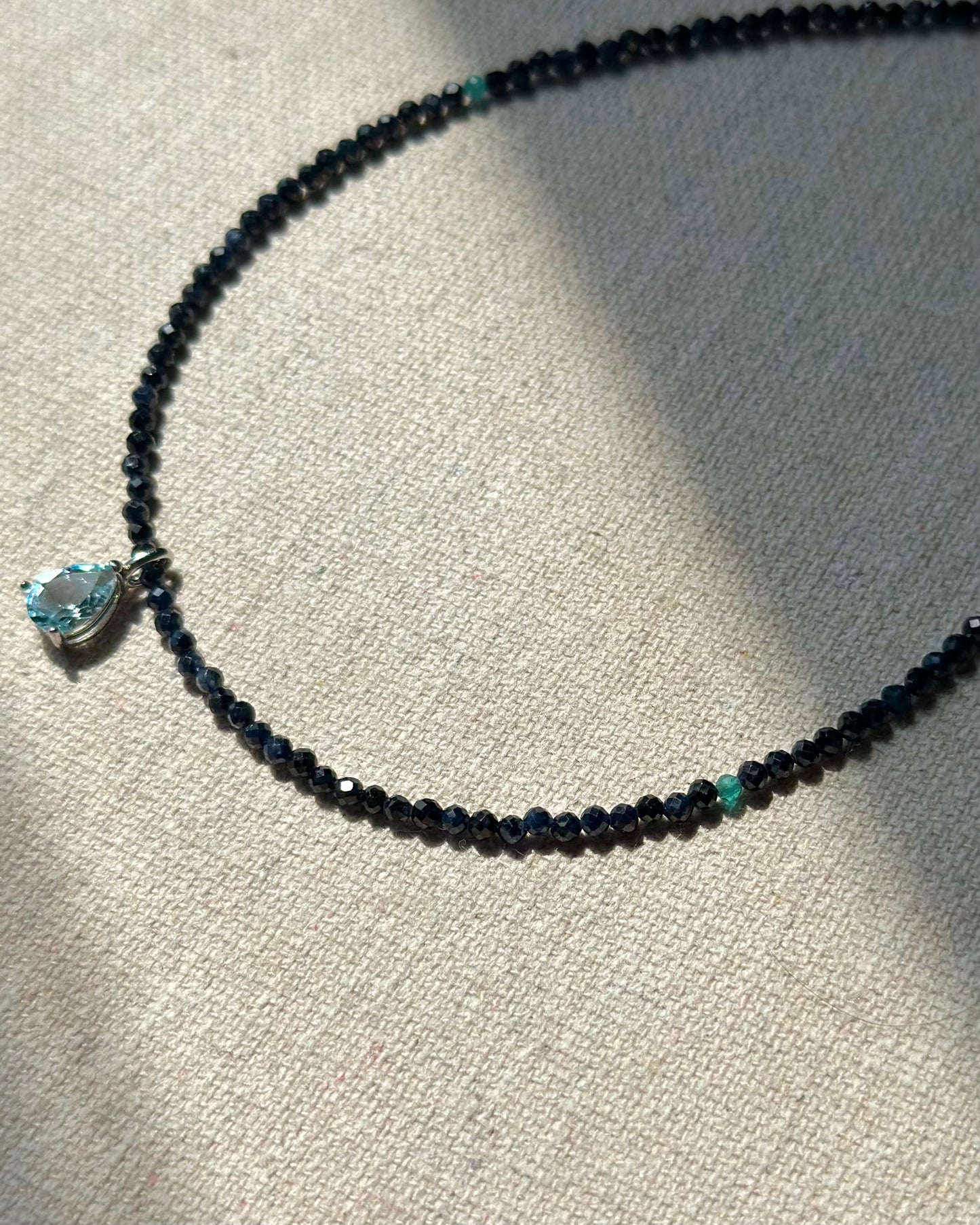Sapphire Beaded And Topaz Necklace