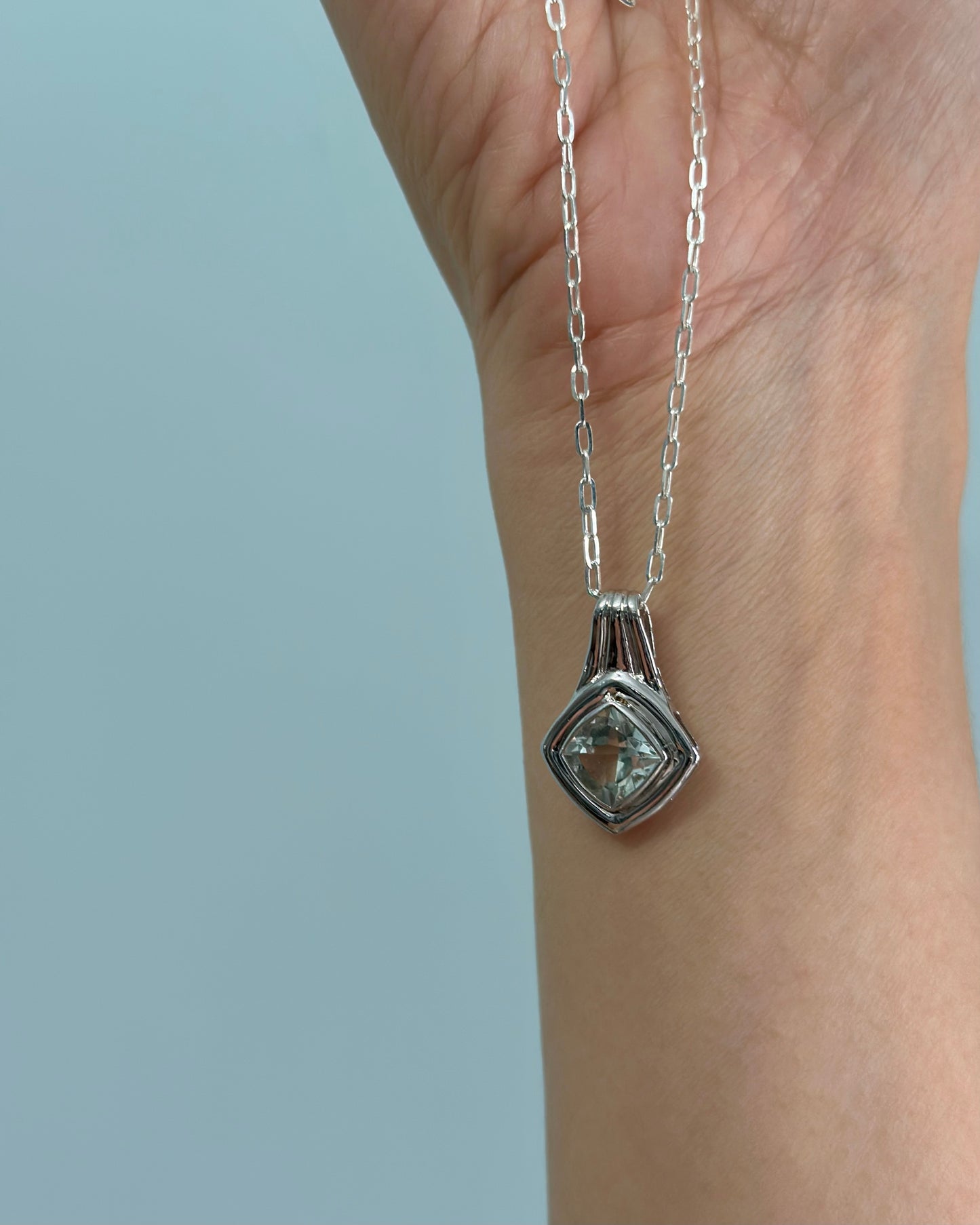 Green Amethyst Sterling Silver Necklace