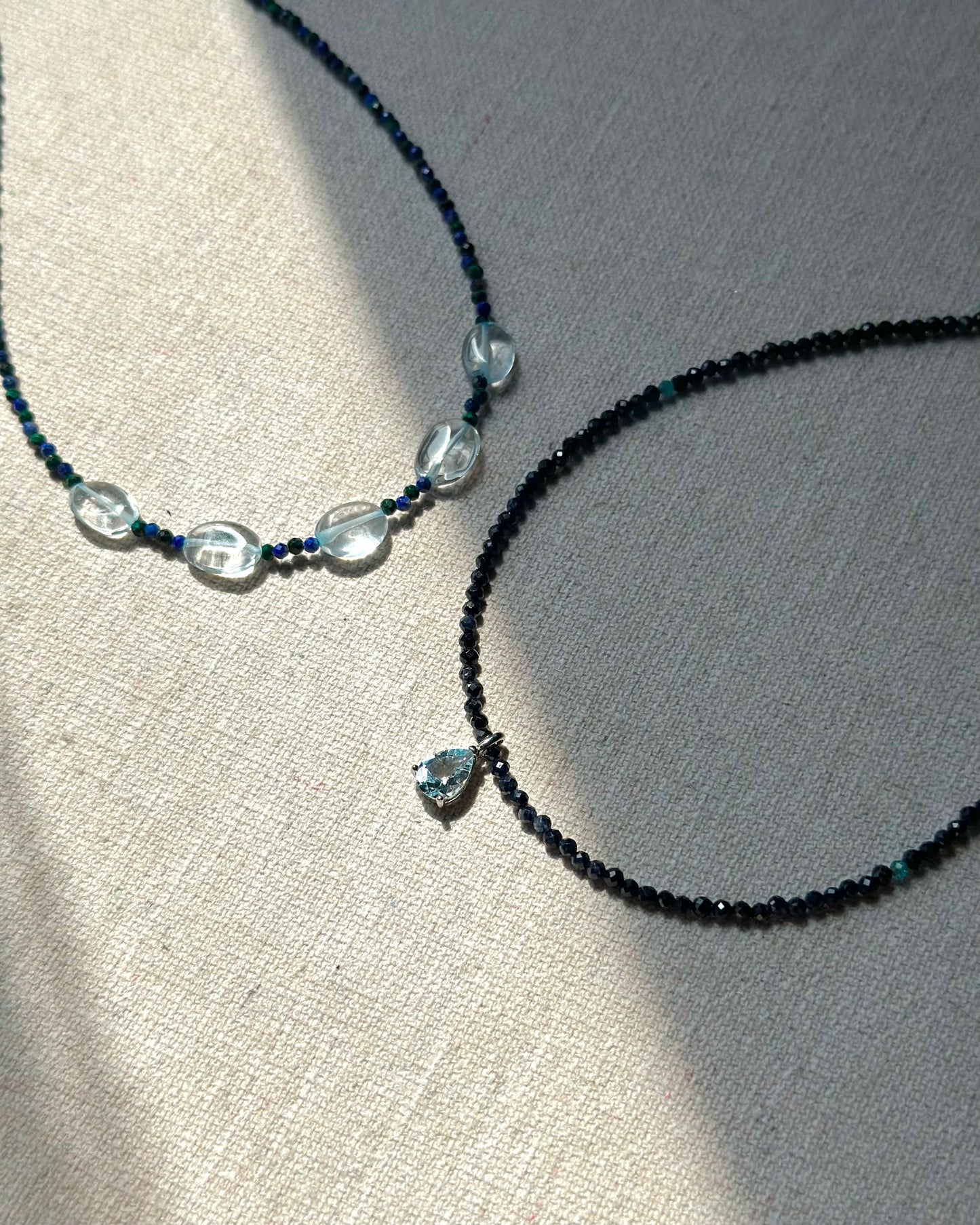 Aquamarine And Malachite Mixed Lapis Beaded Necklace