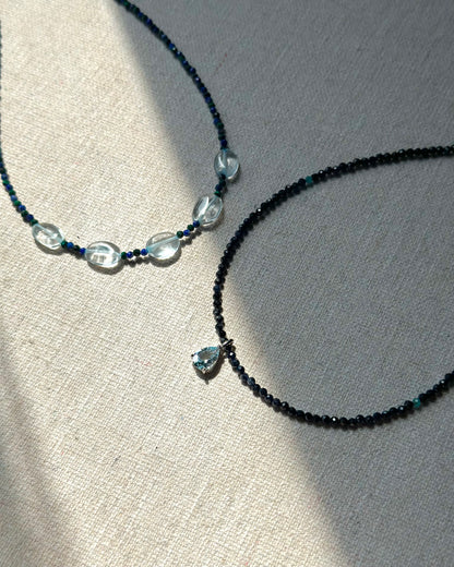 Aquamarine And Malachite Mixed Lapis Beaded Necklace
