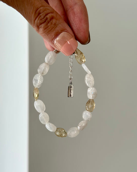 Citrine And Moonstone Beaded Bracelet