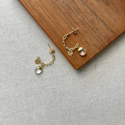 Clear Quartz Mixed Gold-plated Ear Hoop