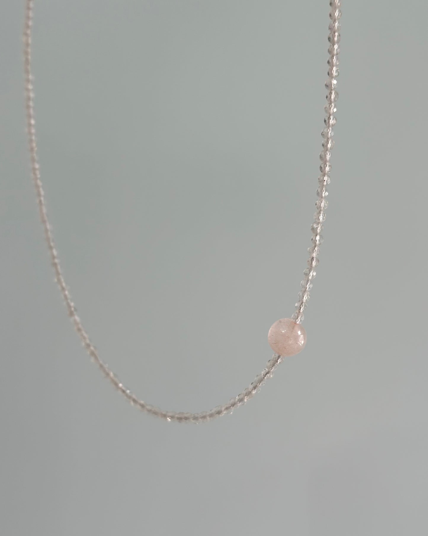 Clear Quartz And Rose Quartz Beaded Necklace