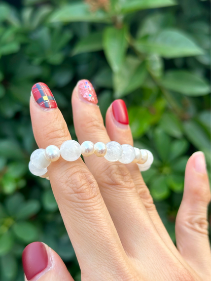 Moonstone Bow And Freshwater Pearl Bracelet