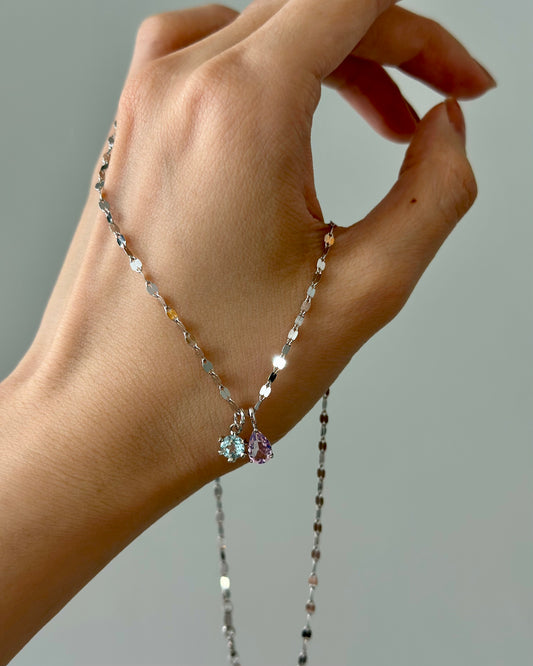 Amethyst And Aquamarine Sterling Silver Necklace