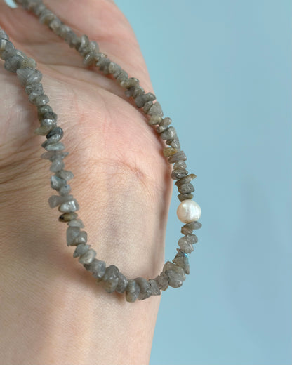 Labradorite And Freshwater Pearl Beaded Necklace
