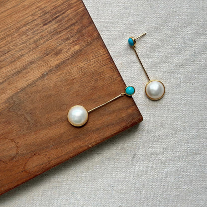 Japan Mother Of Pearl And Turquoise Earring