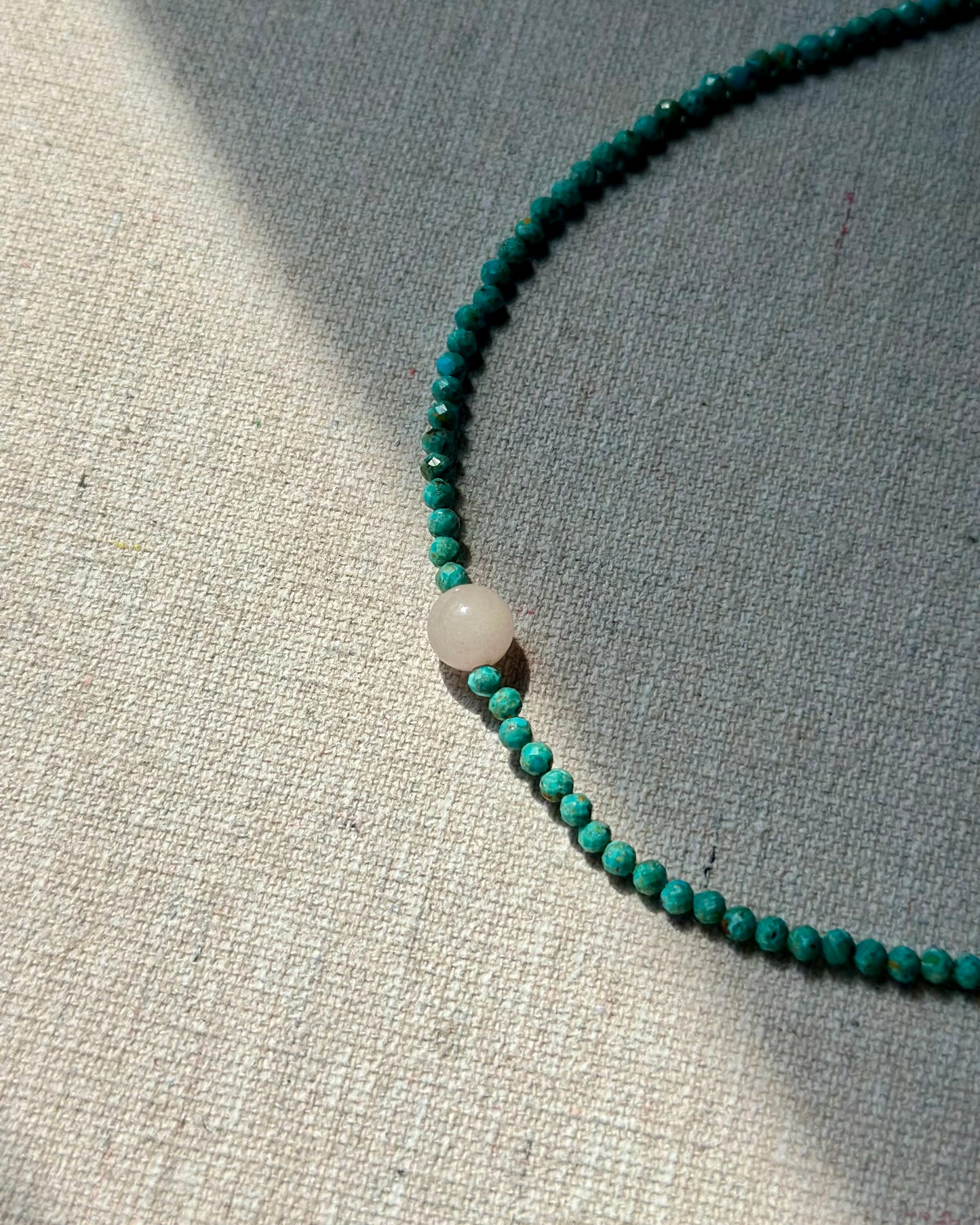 Turquoise And Rose Quartz Beaded Necklace