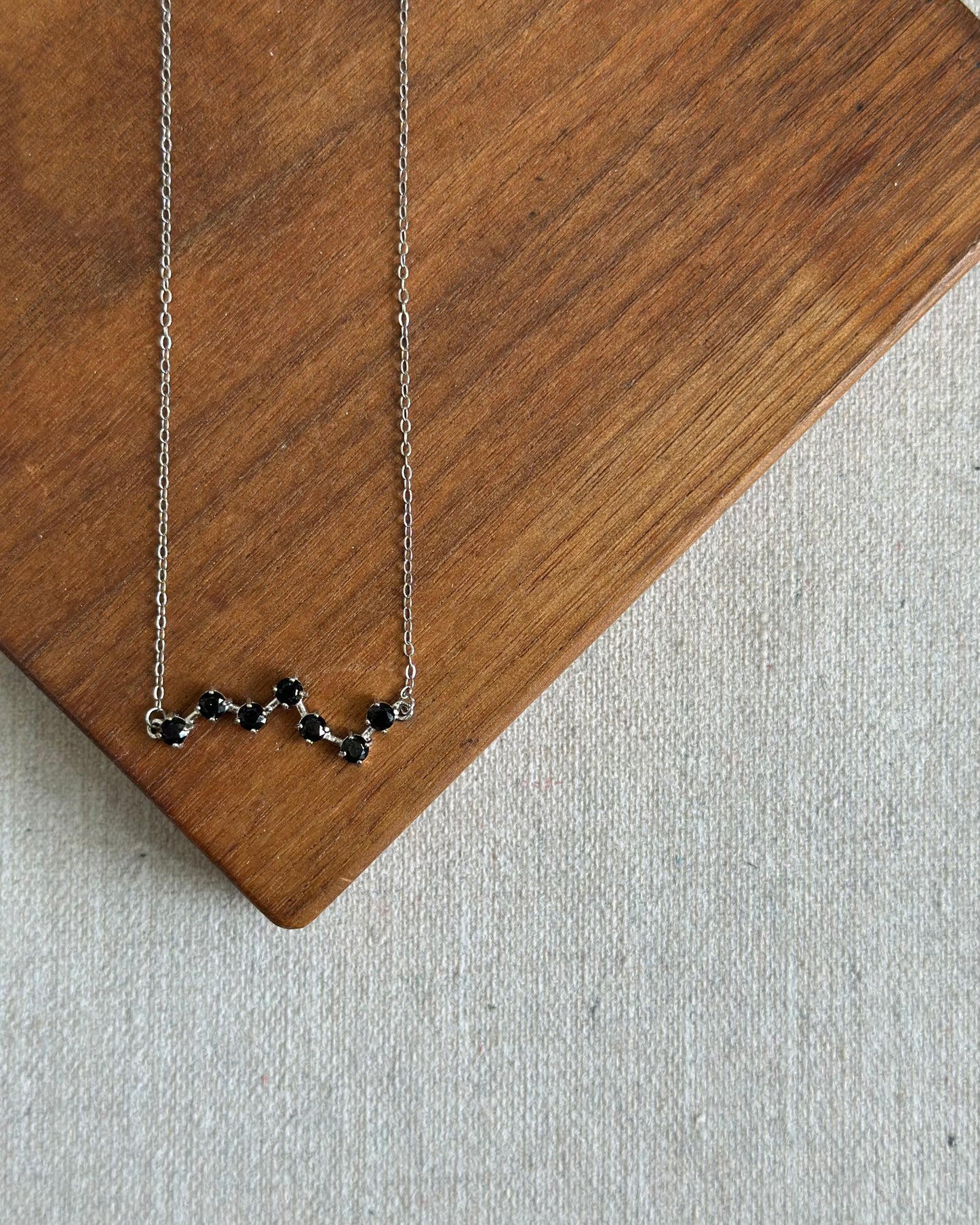 Black Spinel Starline Sterling Silver Necklace