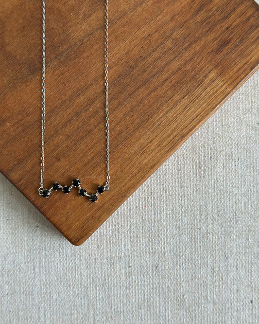 Black Spinel Starline Sterling Silver Necklace