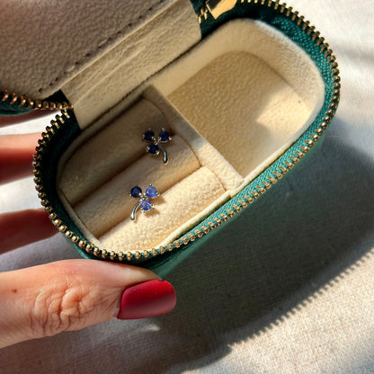 Sapphire Floral Sterling Silver Ear Stud