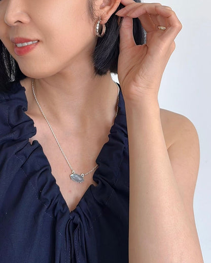 Aquamarine Oval Sterling Silver Necklace