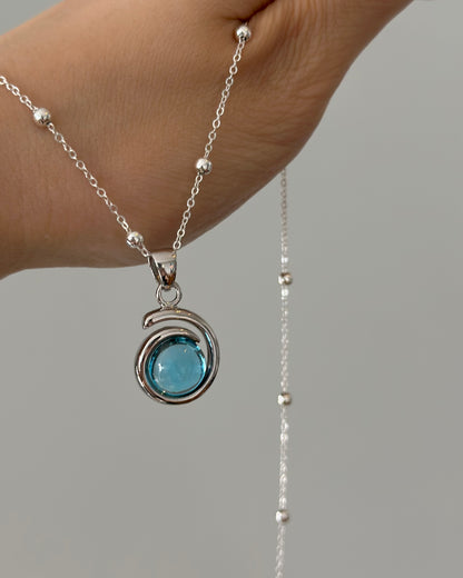 Blue Topaz 7.5cts Dotty Chain Sterling Silver Necklace