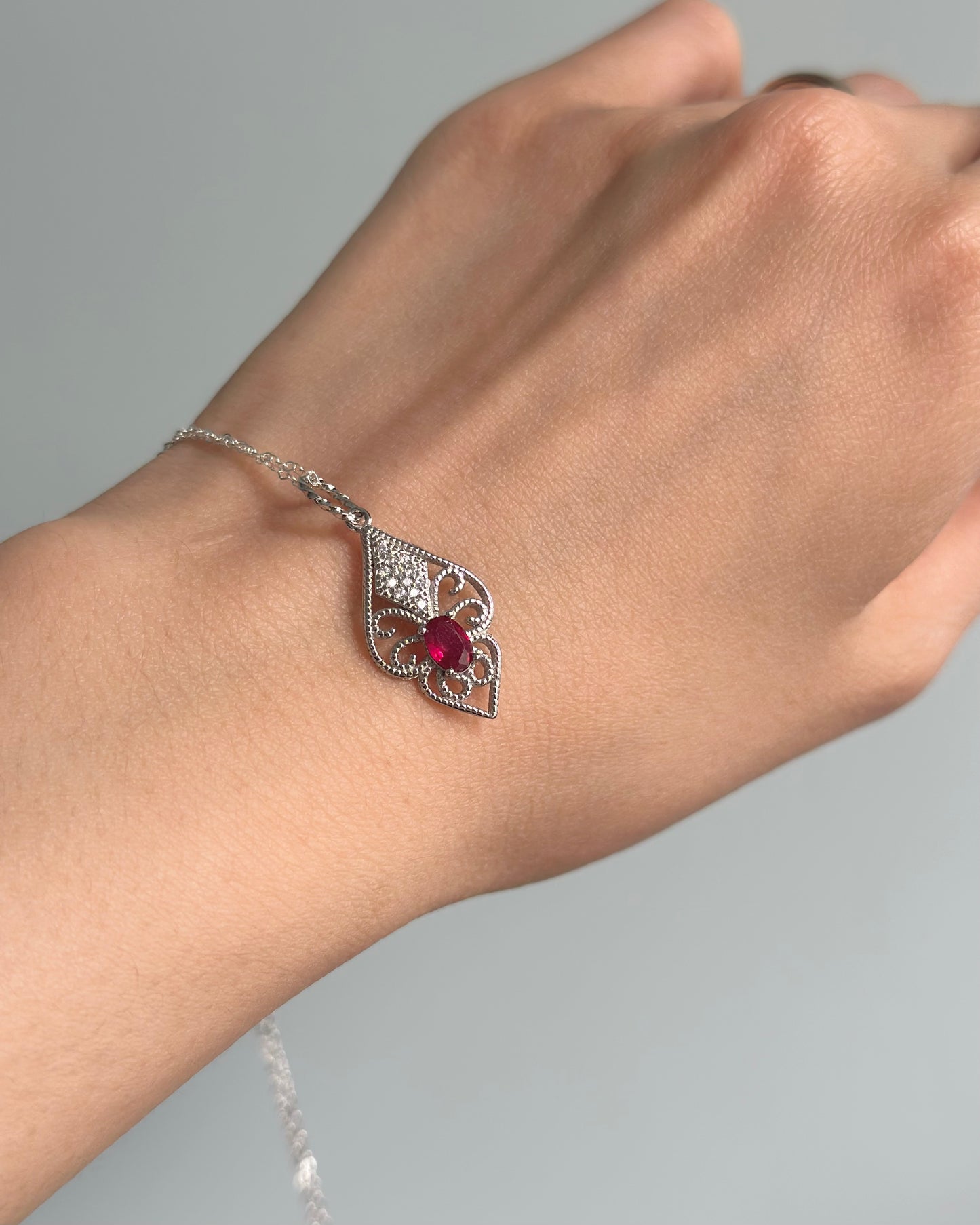 Ruby Sterling Silver Necklace