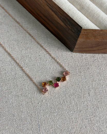 Mixed Tourmaline Rose Gold-plated Sterling Silver Necklace
