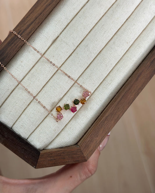 Mixed Tourmaline Rose Gold-plated Sterling Silver Necklace