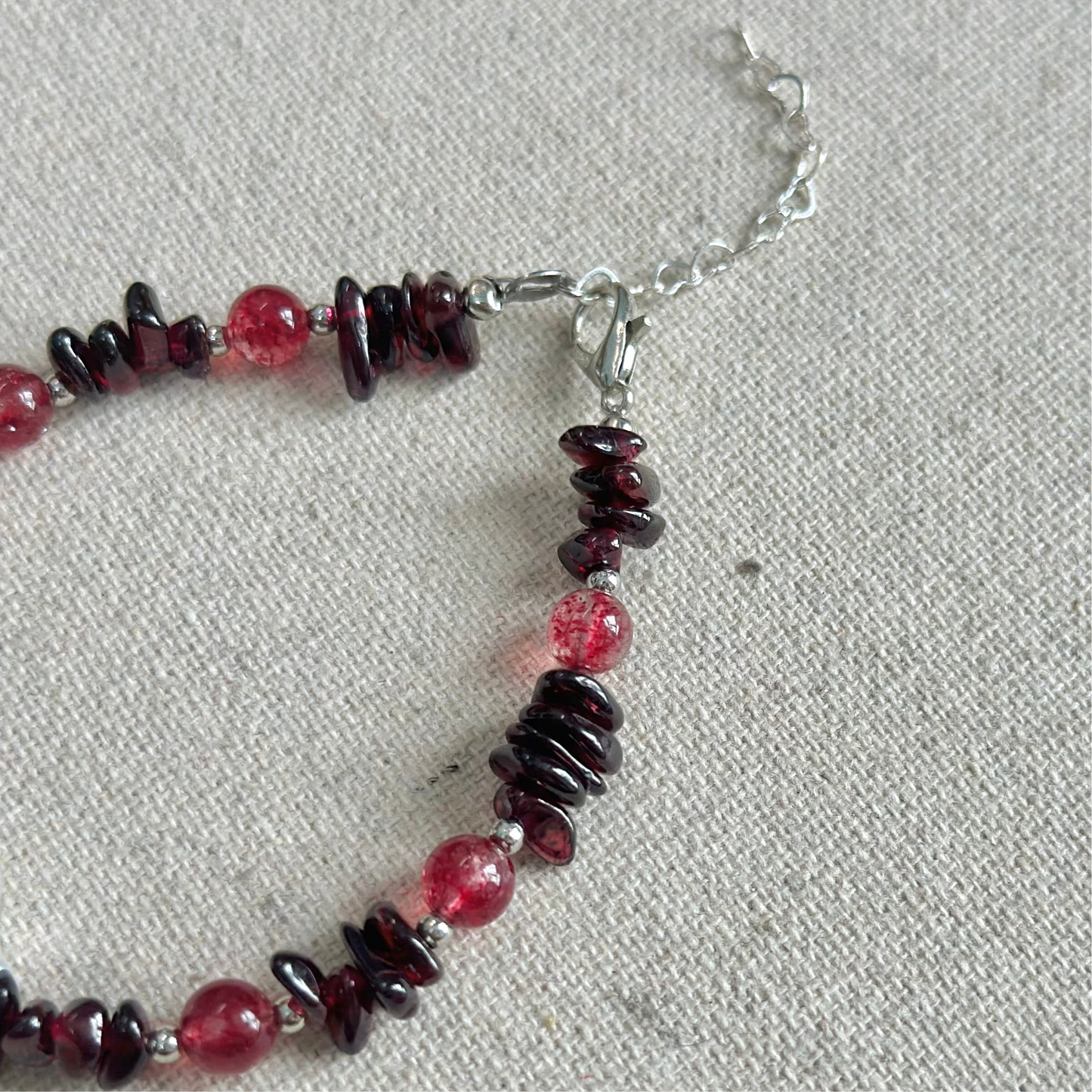 Garnet With Strawberry Quartz And Baroque Pearl Beaded Bracelet