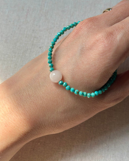 Turquoise And Rose Quartz Beaded Necklace