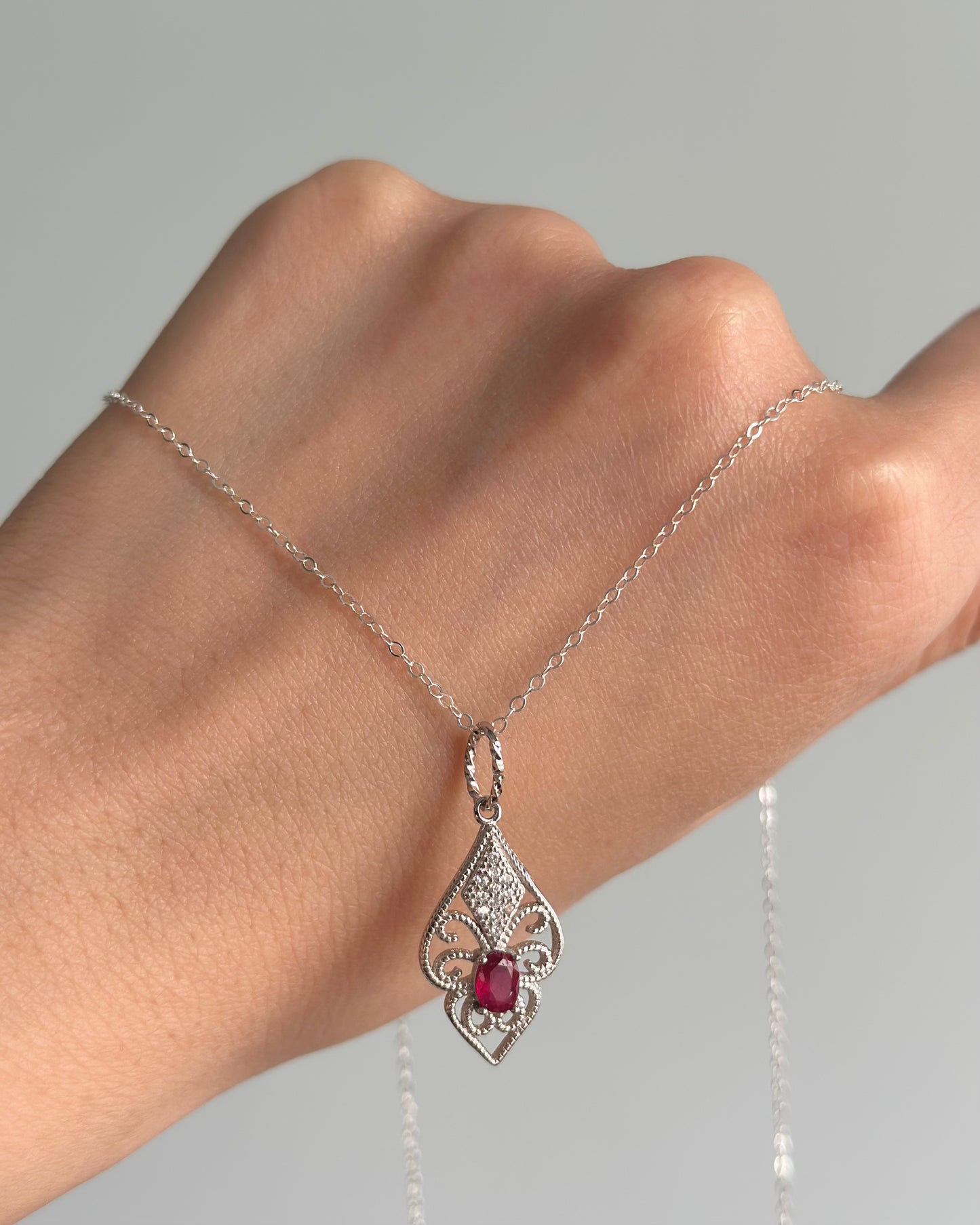Ruby Sterling Silver Necklace