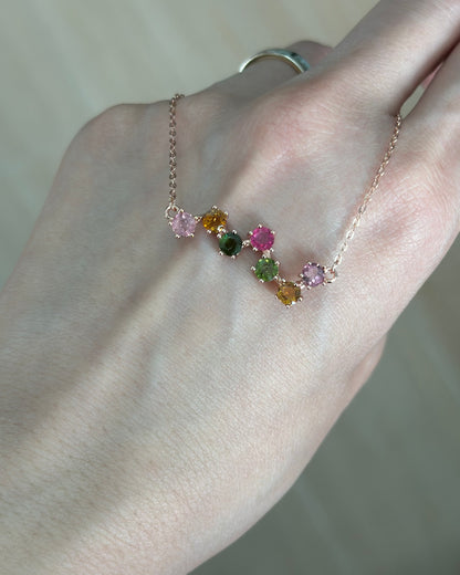 Mixed Tourmaline Rose Gold-plated Sterling Silver Necklace
