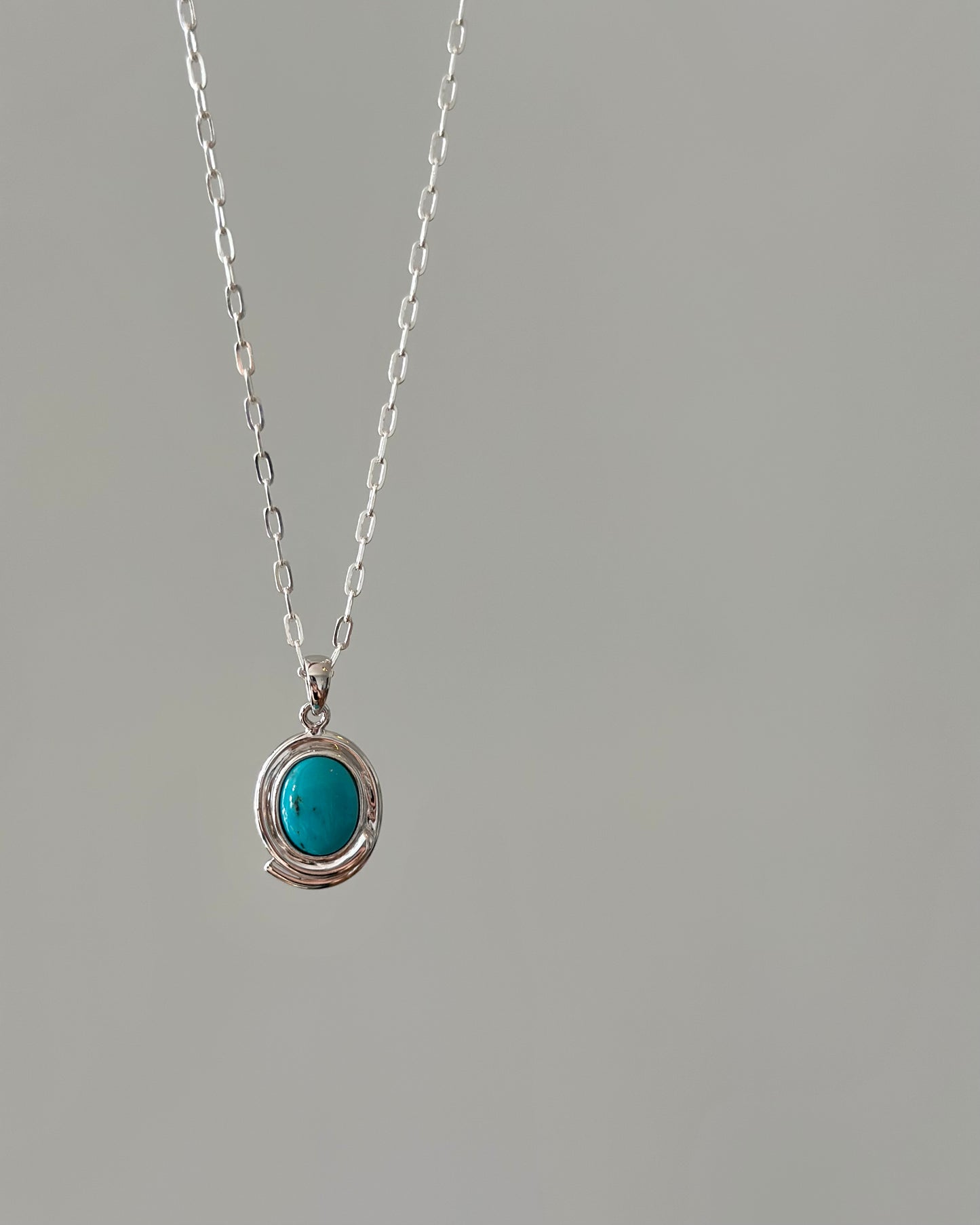 Turquoise Clip Chain Sterling Silver Necklace
