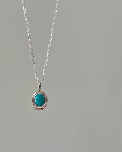 Turquoise Clip Chain Sterling Silver Necklace