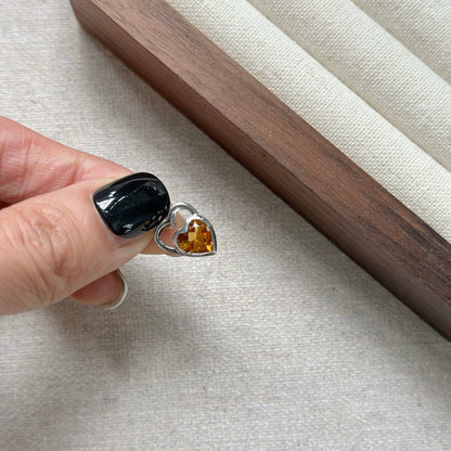 Citrine Heart Twisted Chain Sterling Silver Necklace