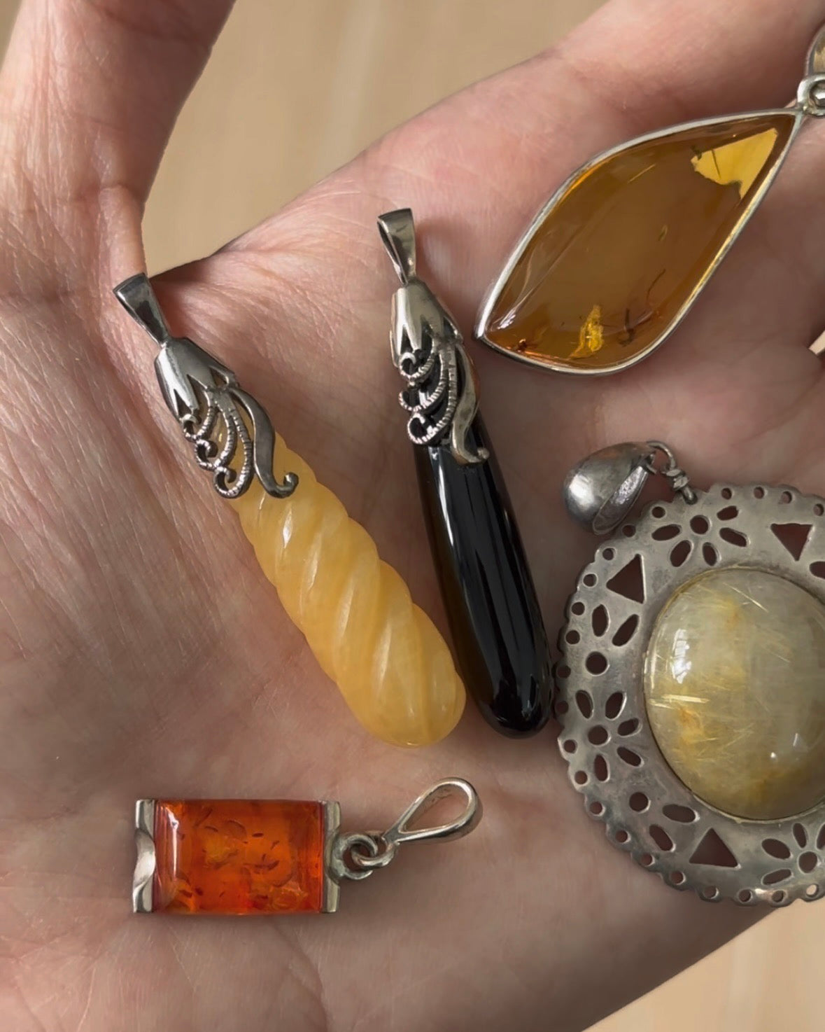Black Onyx Teardrop Sterling Silver Pendant
