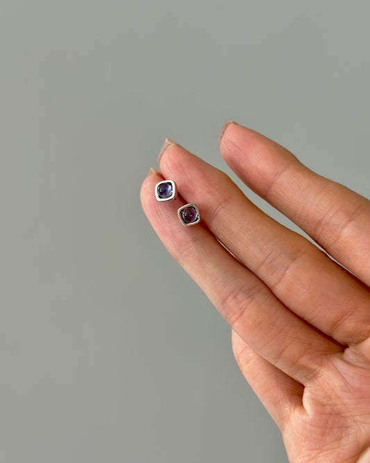 Iolite Geometric Sterling Silver Ear Stud