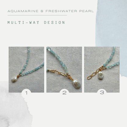 Multi-way Aquamarine And Baroque Pearl Beaded Necklace