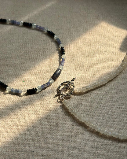 Moonstone Beaded Hoop Toggle Necklace